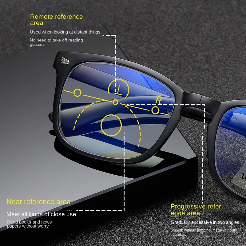 New Arrival Multi-focus Far And Near Dual-use Reading Progressive Glasses Anti Blue Light Eye Protection Glasses For Men Women