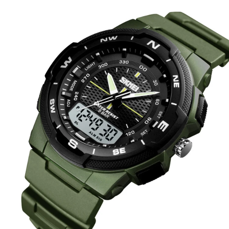 Multi-functional explosion electronic sports trend three-time creative waterproof dual-display watch