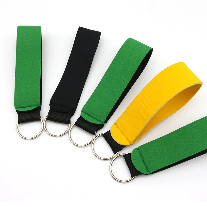 Waterproof Custom Silk Print Sublimation Logo Wrist Strap Motorcycle Wallet Neoprene Keychain