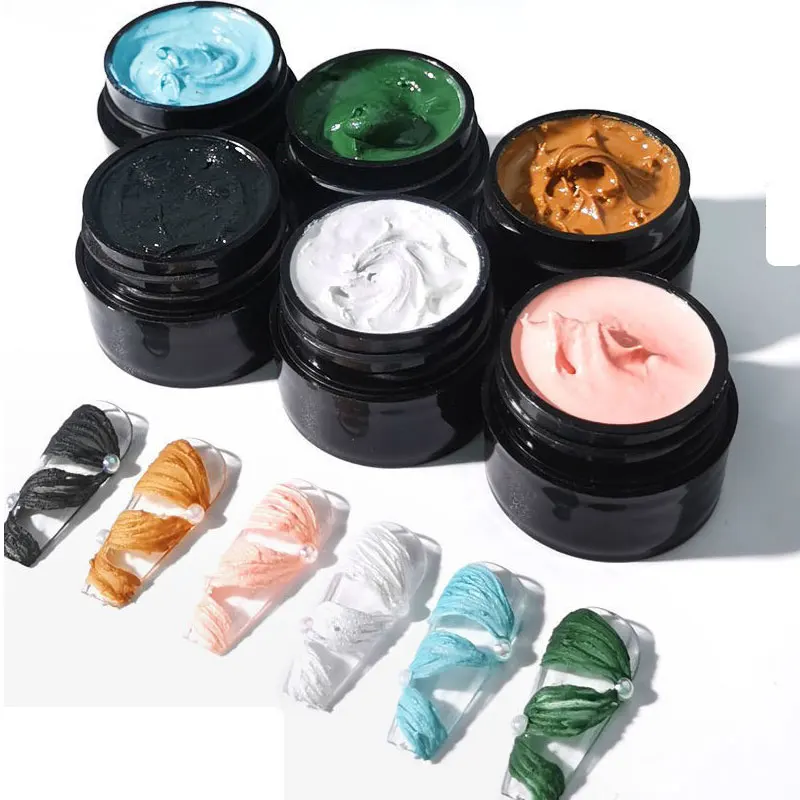 Nail Plaster Gel Wash Free Nail Three-dimensional Relief Color Painting Gel Sand Feeling Black And White Micro Sculpture Gel