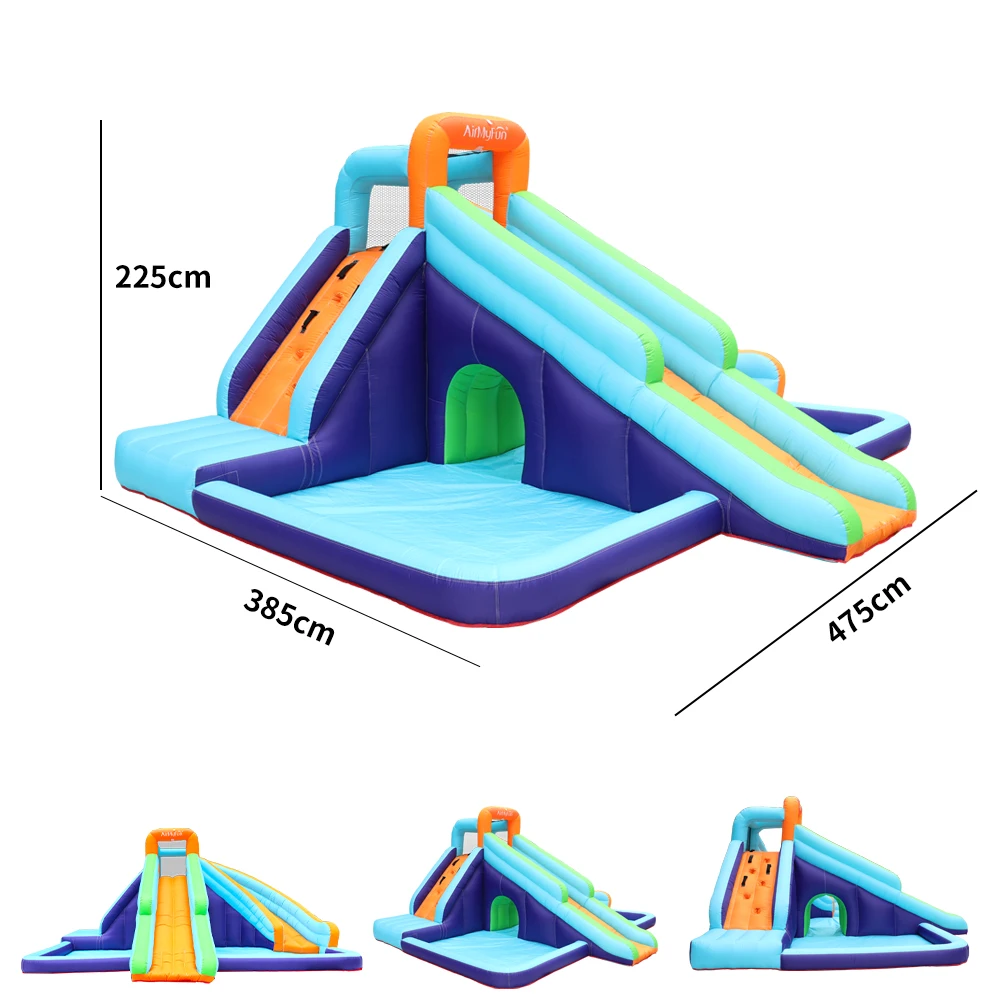 Outdoor commercial kid obstacle toboggan gonflable combo bouncer water slide jumper castle bounce house with 2/two slide