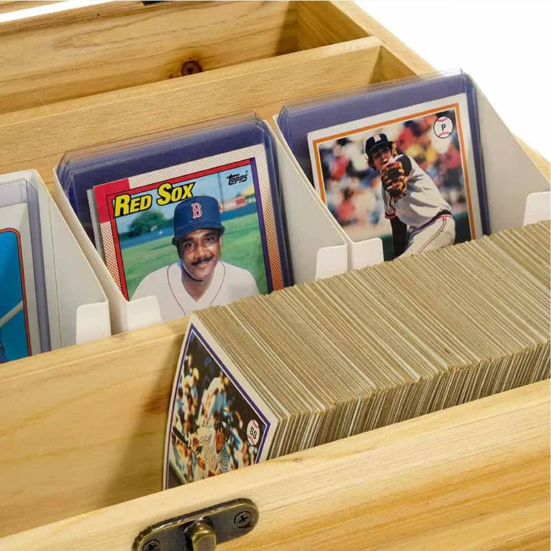 Wooden Card Collection Storage Box for Sports Cards, CCGs, and TCGs