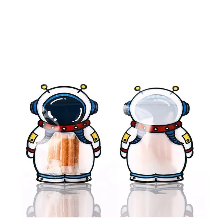 10 Pcs/Pack Astronaut Cookie Sweet Zip Lock Plastic Bag Jewelry Earrings Stand Up Packaging Bags for Kid Birthday Business Party