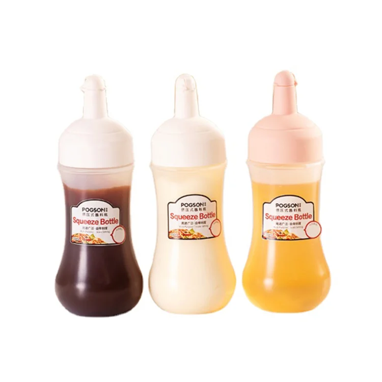 Transparent 350ml Plastic Sauce Squeeze Bottle With Nozzle