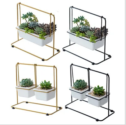 New Nordic creative hanging swing wrought iron ceramic flower pot for indoor garden decoration