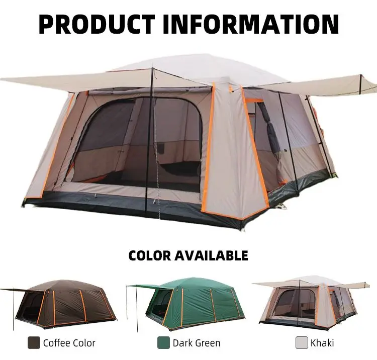 1 Second Quick Open  Family Tent Camping Tents 12 Persons Waterproof Outdoor Family Automatic Tent With 2 Bedroom 1 Living Room