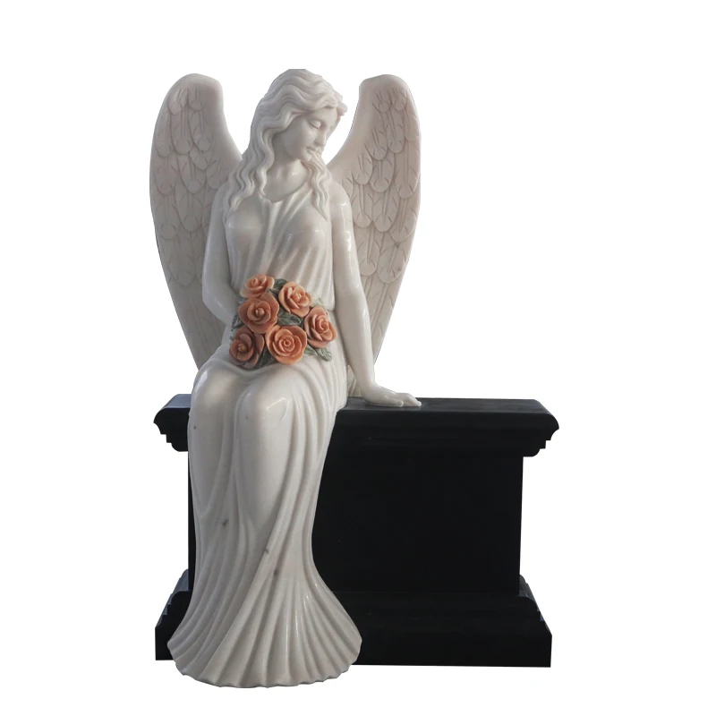 Angel Statues with Wings Garden Sculpture Figurines Marble Angel Statue For Outdoor Decoration