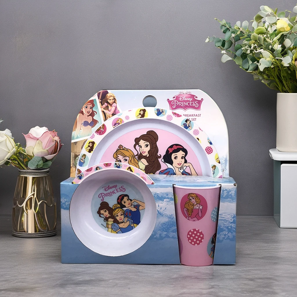 Super Markets Unique Design Hot Sale Customized Reusable Printing Plastic Plate Set Dinnerware set