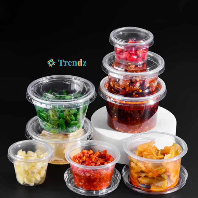 Bpa Free Disposable Dessert Cups Transparent Soy 0.75 /1.5/2/3.25/4/5.5 Oz Deli Sauce Containers With Lids