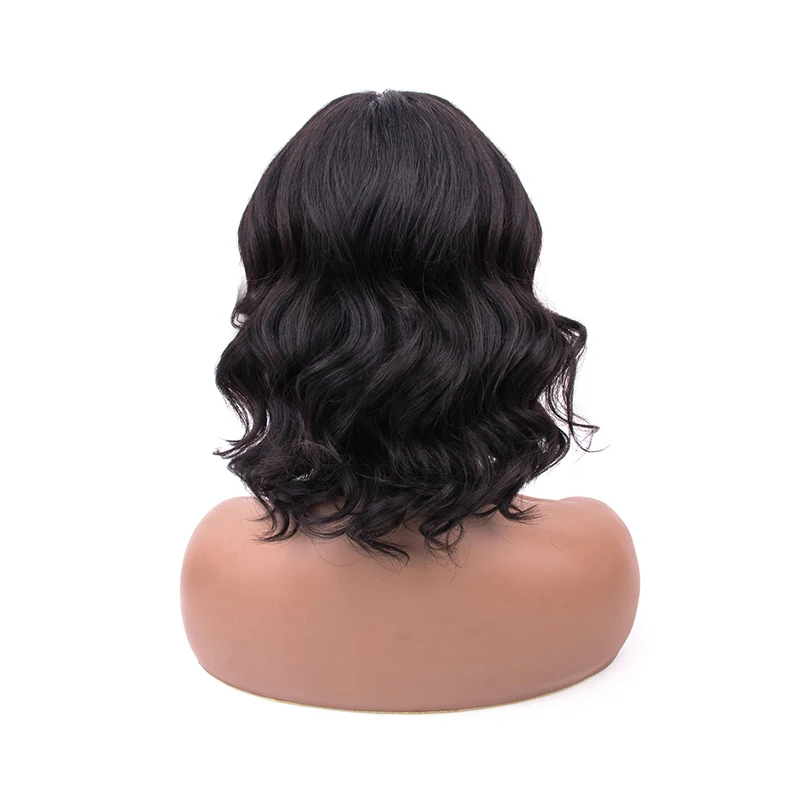 European and American  Luxury Curl Short Hair Black Wig Human Hair  before lace Head with Brazilian Hair for Woman
