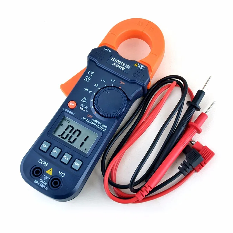 A908 AC 1000A Ток Напряжение Частота зажим мультиметр Автоматическое Измерение цифровой клещи