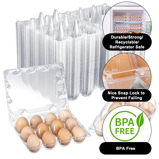 Recyclable Plastic Egg Tray 12 Cell 3x4 Reusable Disposable Egg Tray Egg Packing Trays Supply