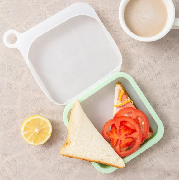 Leakproof Soft sealed Lunch Boxes Sandwich Toast Case Silicone Lunch Bento Box Silicone Food Lunch Boxes