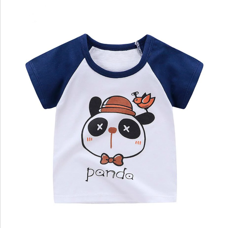 
High Quality 2-13Y Kids Cotton Cartoon Tops Summer Cute Girl Boy Short Sleeve T-shirt 