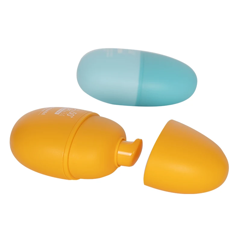 Empty sunscreen duck egg private label plastic sunscreen stick container 50ml squeeze pump sunscreen bottle