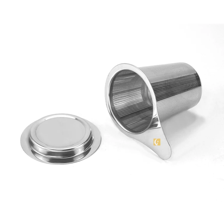 Reusable 304 Stainless Steel Tea Infuser Basket Fine Mesh Tea Strainer Coffee Filters with  Handle lid