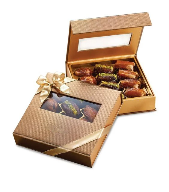 2024 New Style Luxury Chocolate Date Box For Ramadan Packing Food Packaging Box Fresh Dates Dried Fruit Box With PVC Window