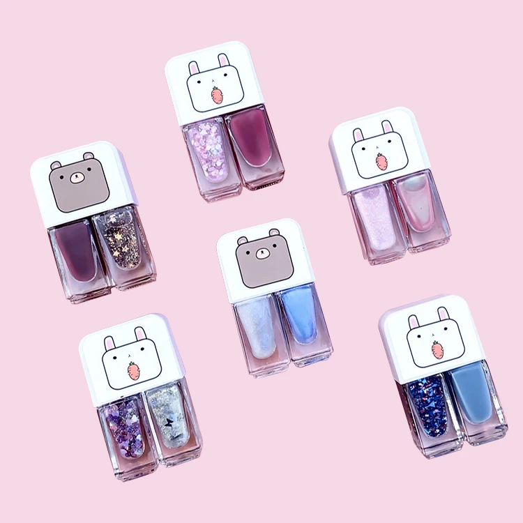 
Funny Design Private Label Twins Shape Two Color Nail Art Water-Based Nontoxic UV Gel Nail Polish 