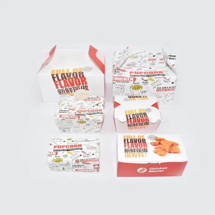 Custom Disposable Takeway  Grade Foldable For Delivery Catering Fries Hot Dog Hamburger Popcorn Chicken Paper Packiging Boxes