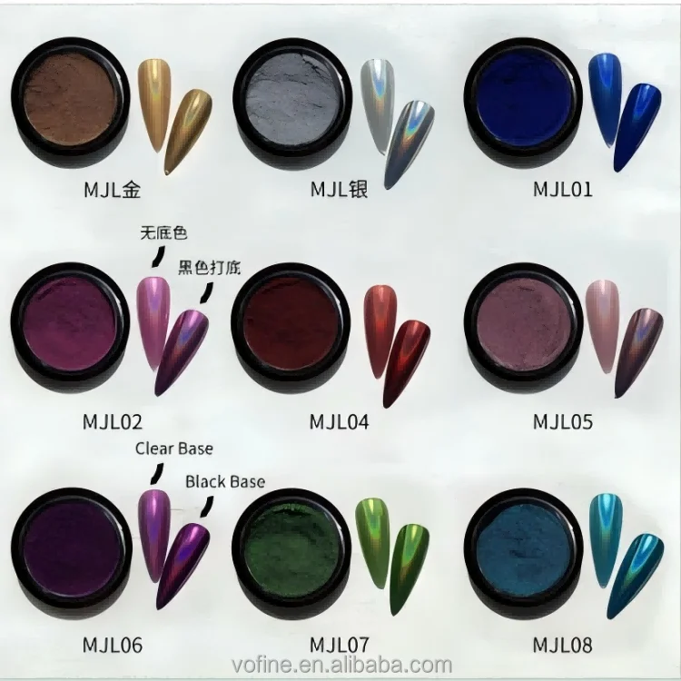 [VOFINE] Профессиональный поставщик порошкового зеркала для ногтей Волшебная зеркальная пудра низкая цена серебряная Радужная