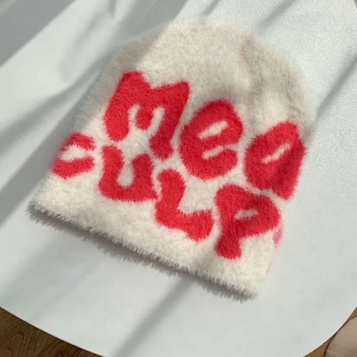 2023 New Fashion Mohair Beanie Customized Winter Skull Cap Mohair  Winter Beanie Hat Knitted Reversible Mohair  Beanie Cap