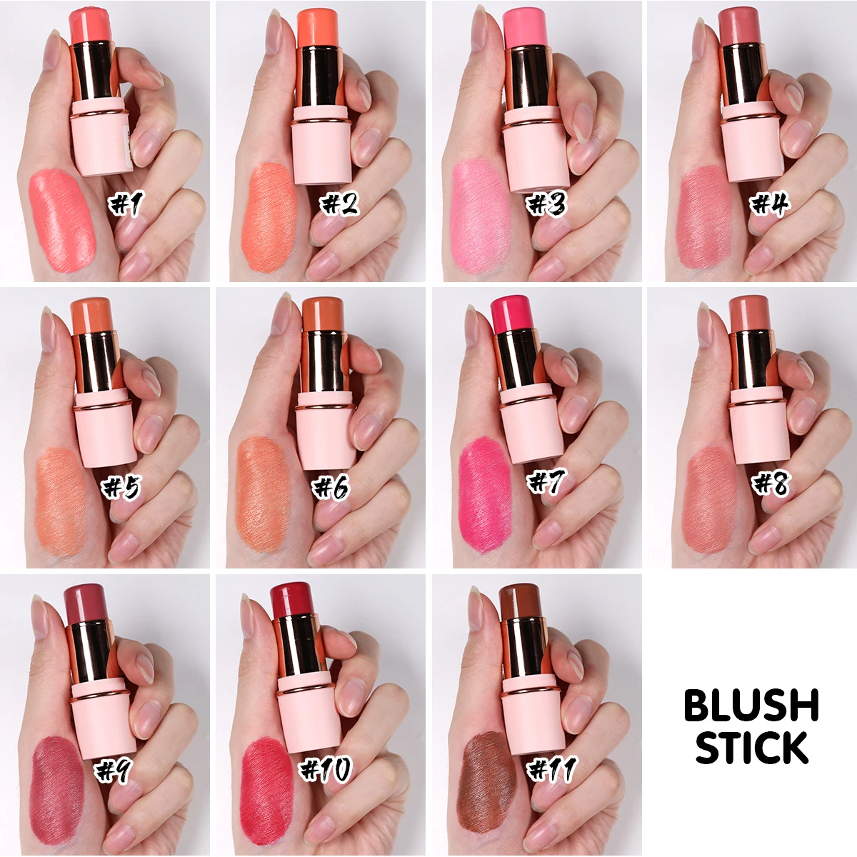OEM Private Label Custom Vegan Cream Silky Blusher LIp Cheek Eye Makeup Rubor Maquillaje Pink Waterproof Cream Blush Stick
