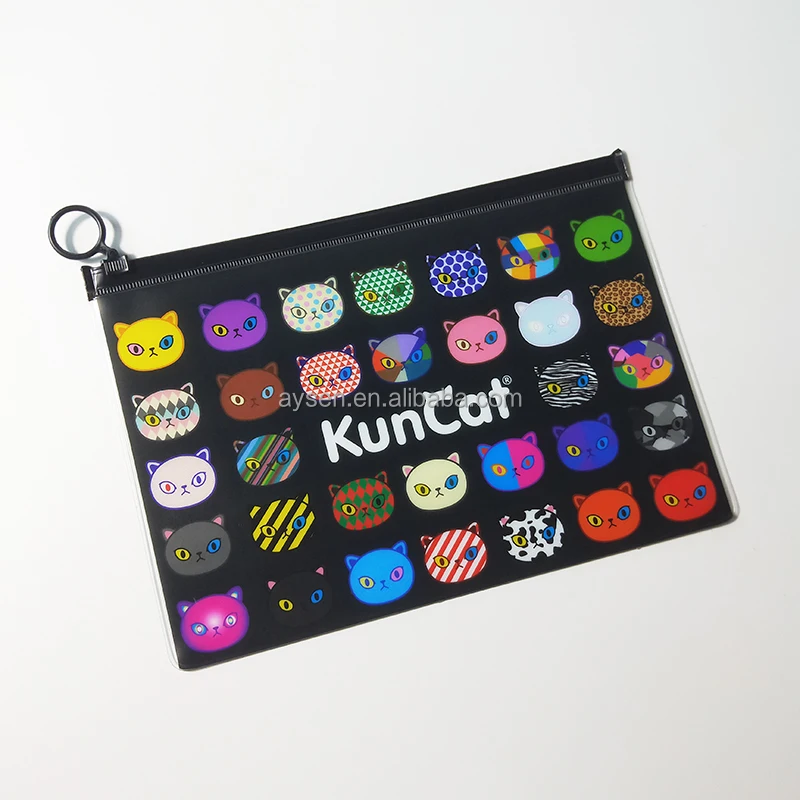colored black frosted matte zip lock bags clear vinyl pvc zipper packaging bags cute clear pvc packing bag with round puller