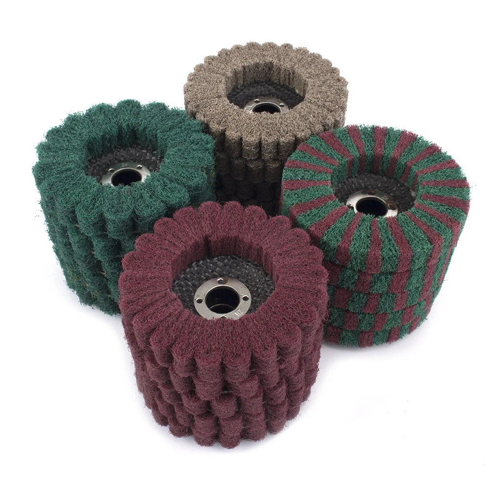 115mm Abrasive Disc Scouring Pad Buffing Wheel Nylon Fiber Flap Disc Vertical Scouring Pad Polishing Tools for Angle Grinder