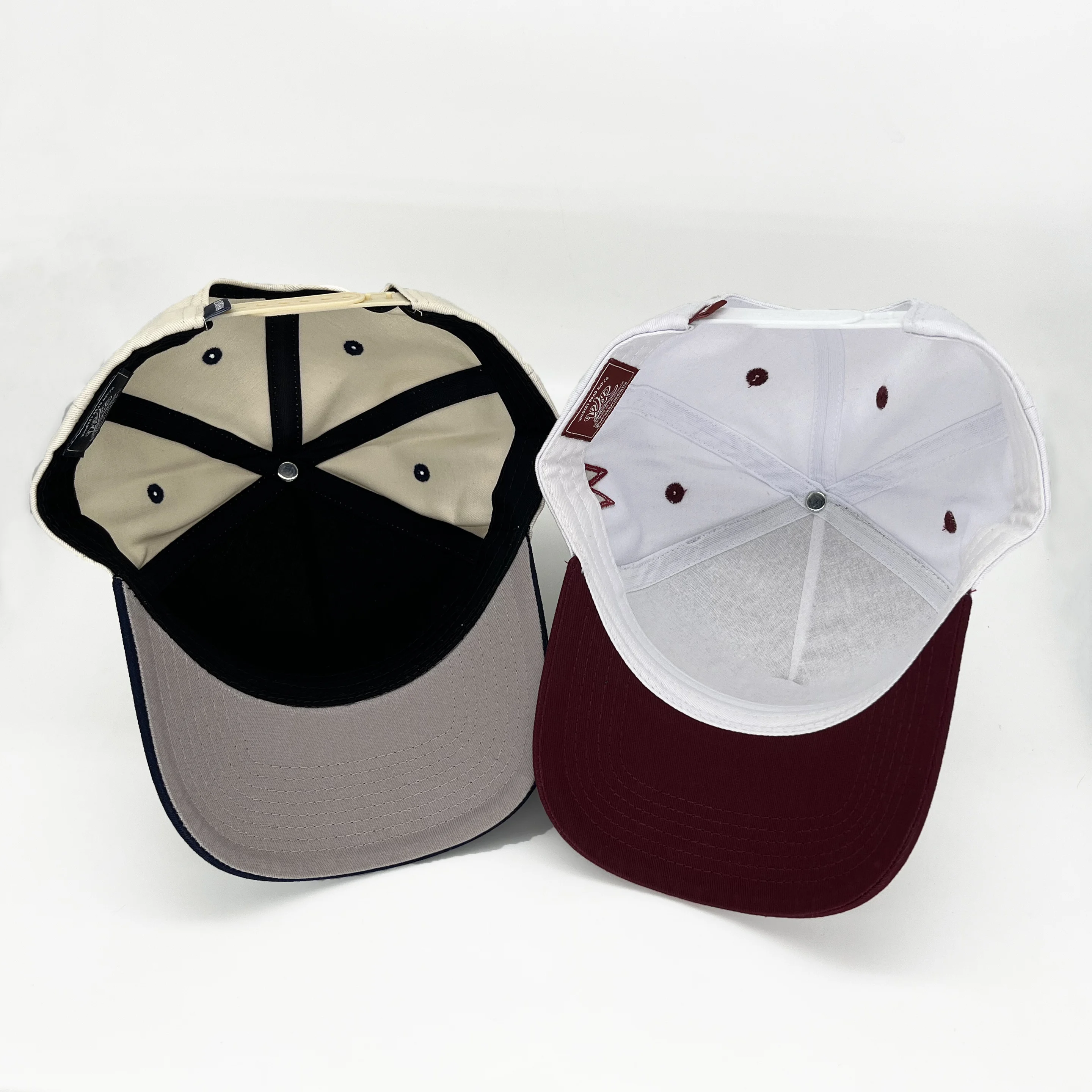 Wholesale High Quality Custom Logo 100% Cotton 3d Embroidered Youth Sport Two Tone 5 Panel Curved Brim Cotton Baseball Caps Hats
