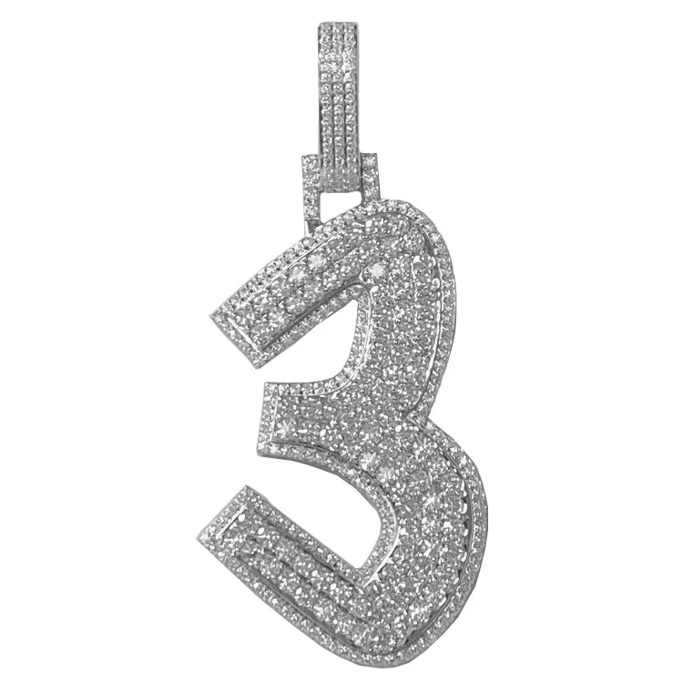 Best Selling Customized Number Pendant Charms Hip Hop Man Women Necklace D Color VVS Moissanite Pendants