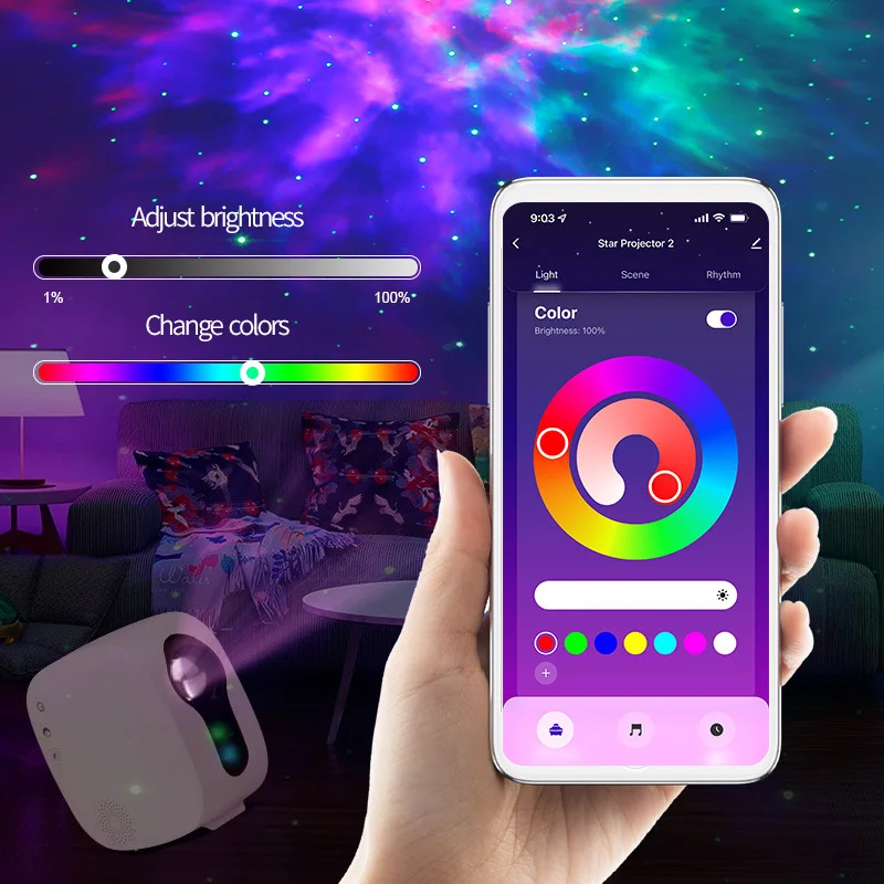 JAIYI WIFI умный Звездный проектор светодиодный свет bluetooth музыкальный плеер Звездный проектор окружающего света