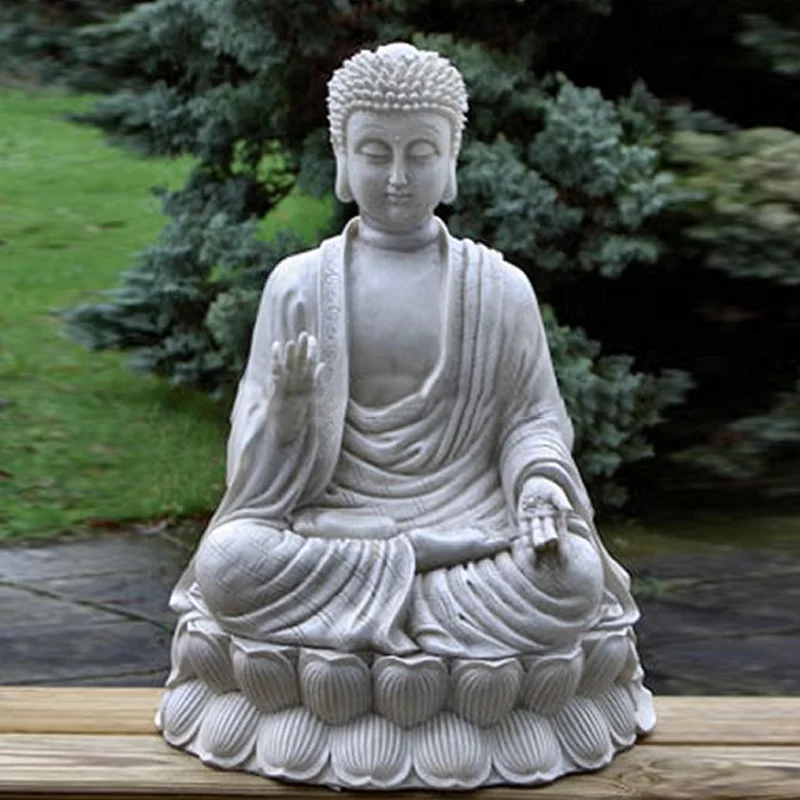 Shengye Large Outdoor Home Decoration Meditation Amitabha Marble Carved Buddha Life-size Resin Glass Fiber Sitting Buddha Statue