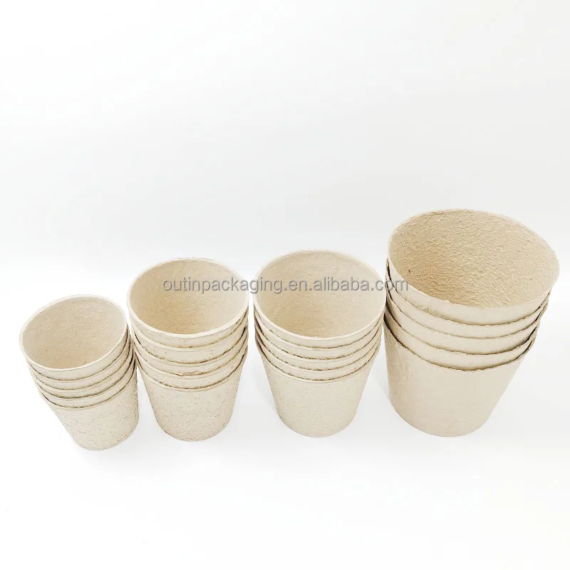 biodegradable transplanter pulp paper flower plant seed starter peat pots for seedlings large size Paper Pulp Flower Pot
