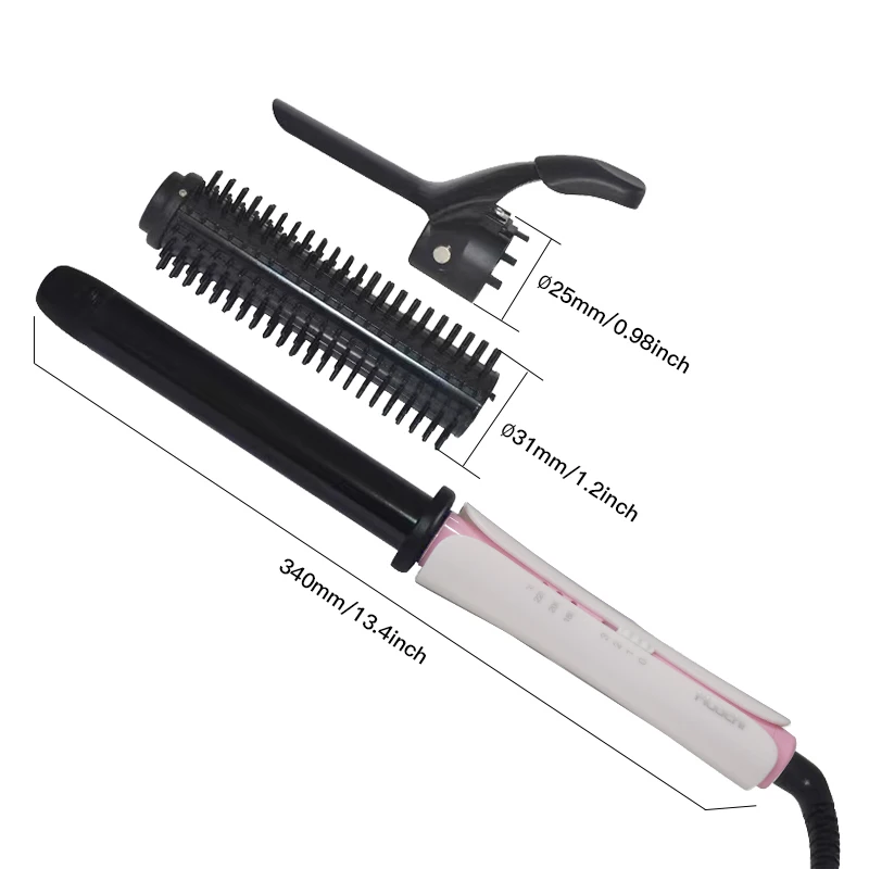 Factory Private Mode Long Barrel Hair Curling Iron LED Display Hair Brush 3 Heat Settings Electric Hair Comb