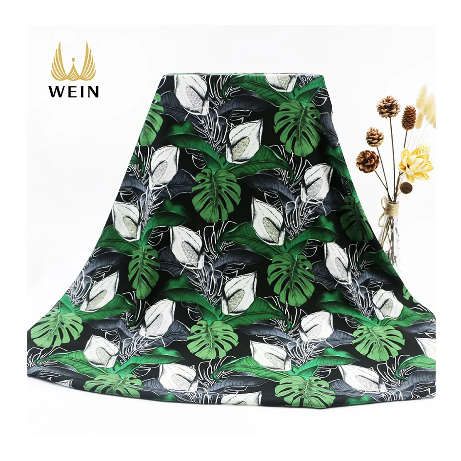 WI-B12 распродажа, 5050 шерстяная персиковая ткань, Тропический гавайский банановый лист, печать для рубашек, 100% полиэстеровый тканый однотонный 50D * 50D