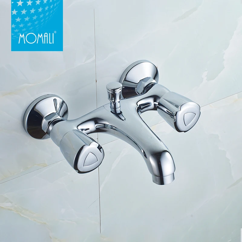 Momali Factory Price Dual Handles Brass Wall Mounted Bathroom Fittings Bath Shower Faucets