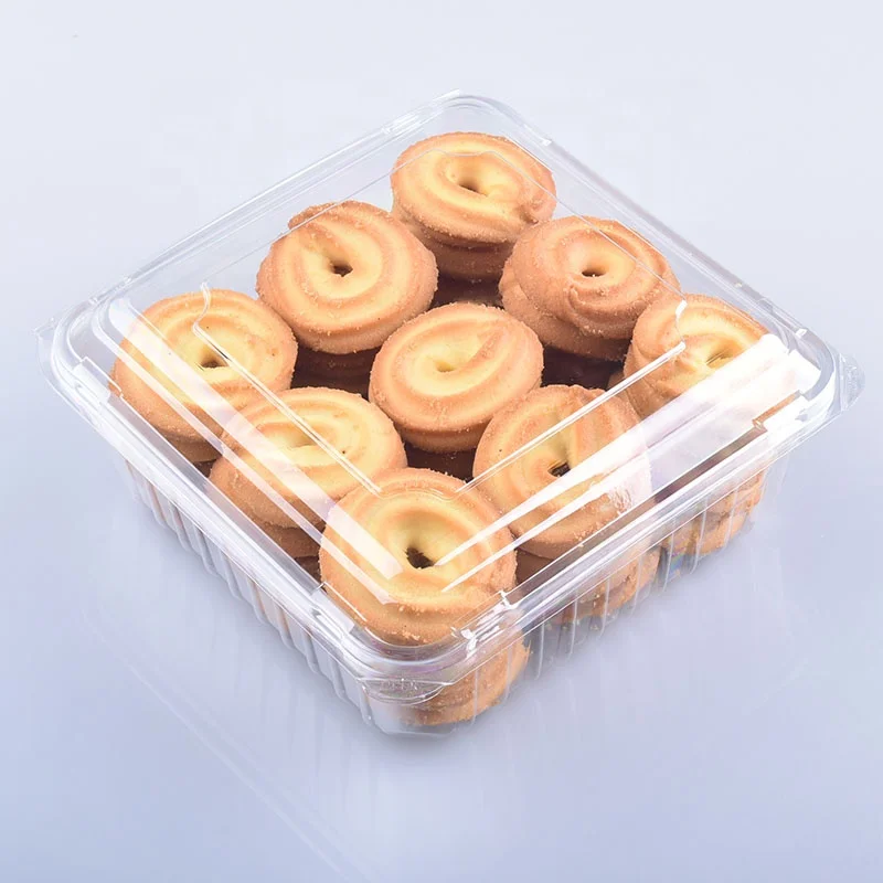 New designed High Quality Plastic Clamshell Cookie Container Transparent Bakery Box