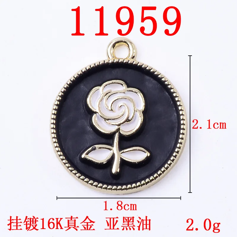 Black and white rose alloy oil dripping pendant diy jewelry earrings necklace key chain accessories