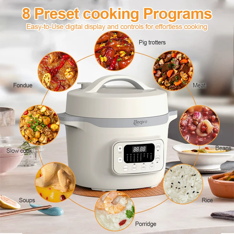 High quality 10 IN 1 Multifunctional programmable 0.5mm Stainless steel inner pot electric Pressure Cooker 4L 4 Quart
