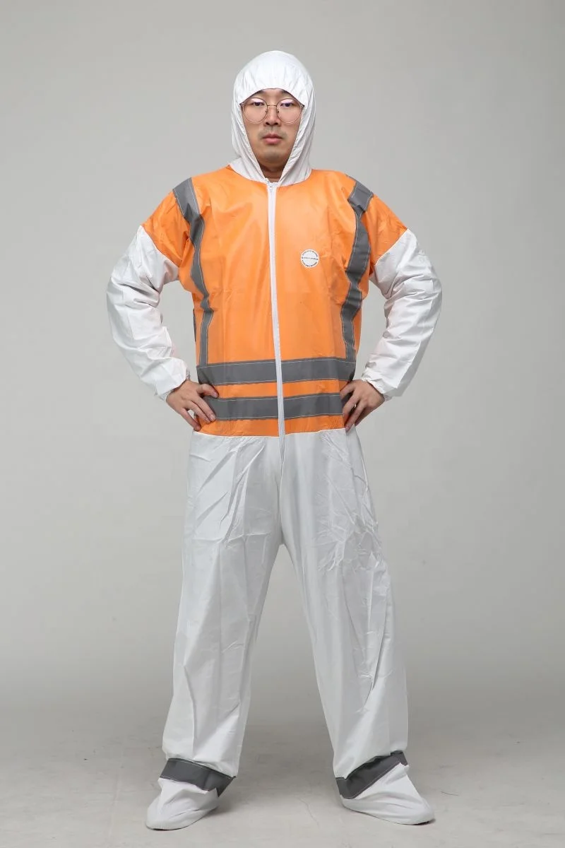 Customized Disposable Waterproof Chemical SF Non Woven High Visibility Coverall