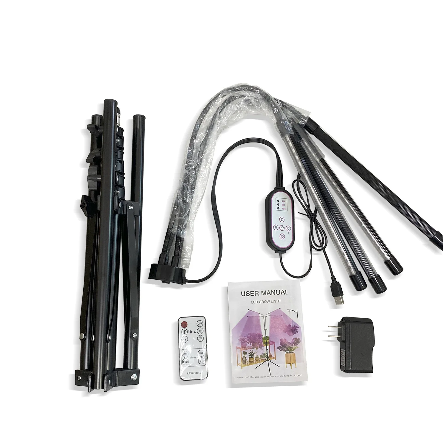 Folding tripod plant lamp LED four-head RF remote control plant lamp full spectrum plant growth lamp