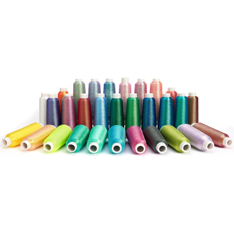 JR High Quality Color 2500 Yards MS Type Polyester Machine Thread Embroidery Metallic Yarn