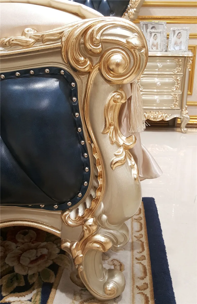 Hot selling royal luxurious king beds set Classic luxury queen size bed with high quality leather and solid wood