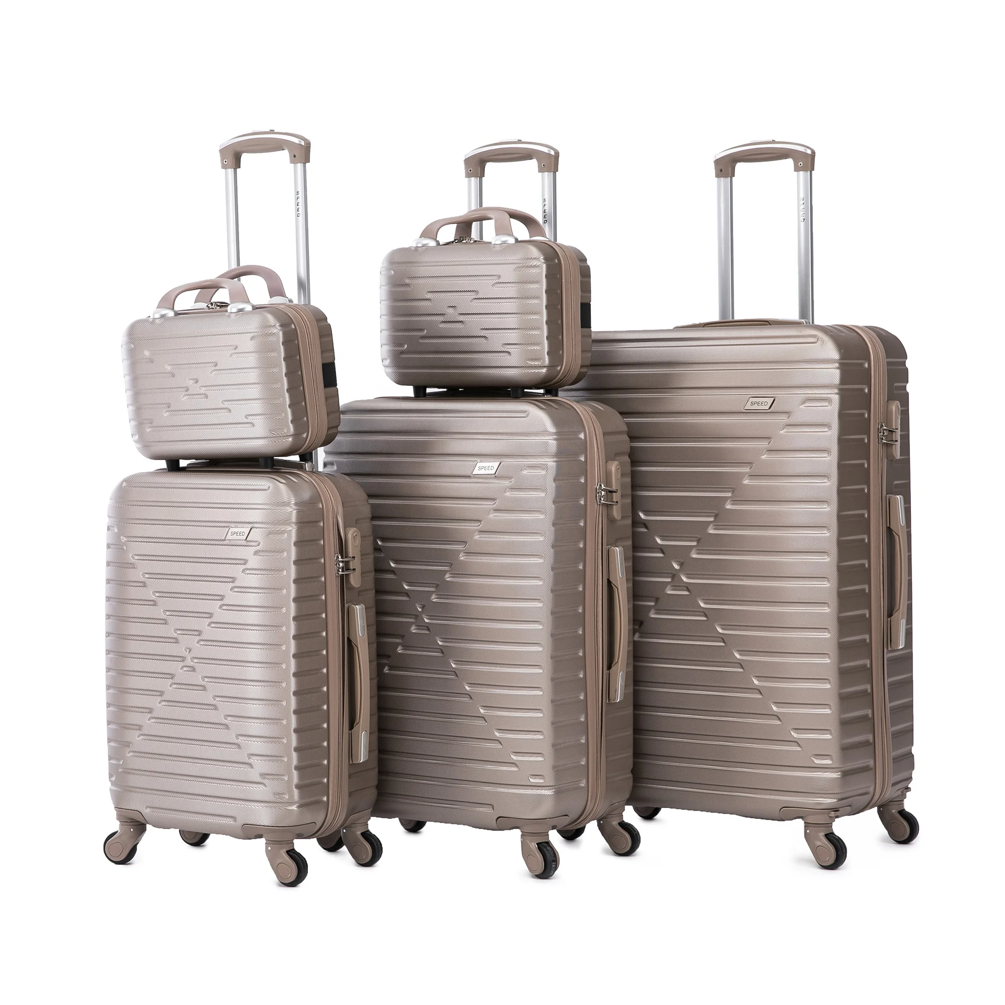 Дешевая цена 5 шт. ABS тележка чемодан заводская стоковый багаж