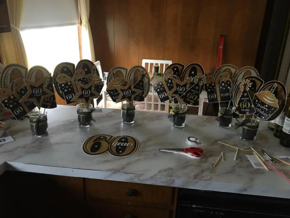 50th Birthday Party Decoration Set Golden Birthday Party Centerpiece Sticks Glitter Table Toppers Party Supplies