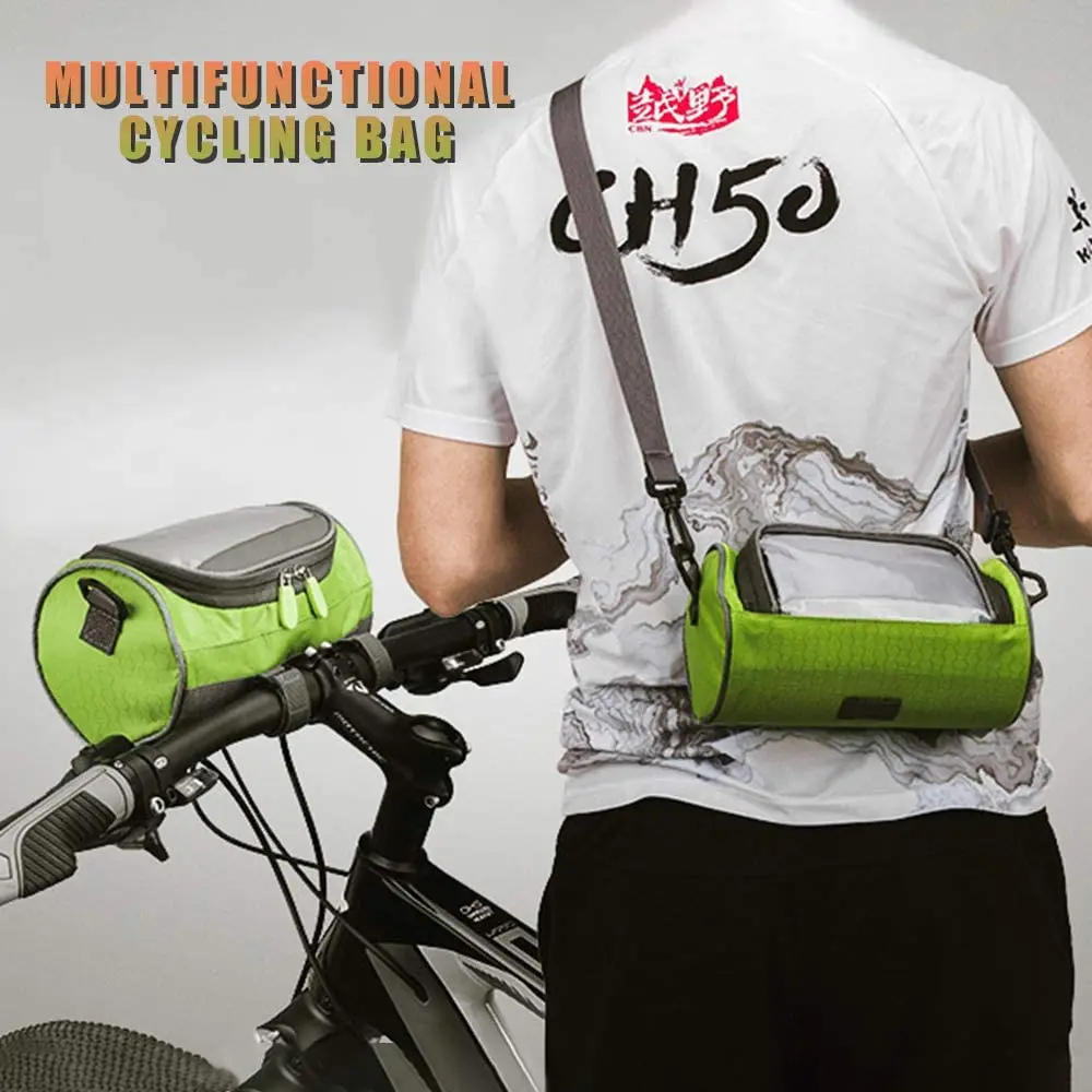 Bike Handlebar Bag Waterproof Bike Bucket Bag with Touch Screen Bicycle Front Storage Bag Large Capacity