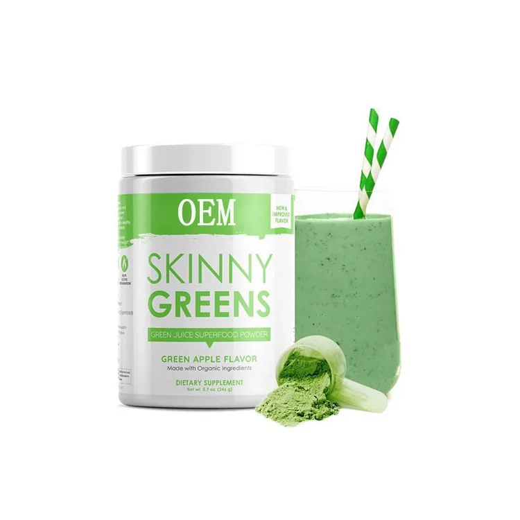 Private Label OEM ODM skinny Greens Blend Superfood Powder for Immune Boost Keto Friendly Superfood Greens Drink Gluten Free Ski