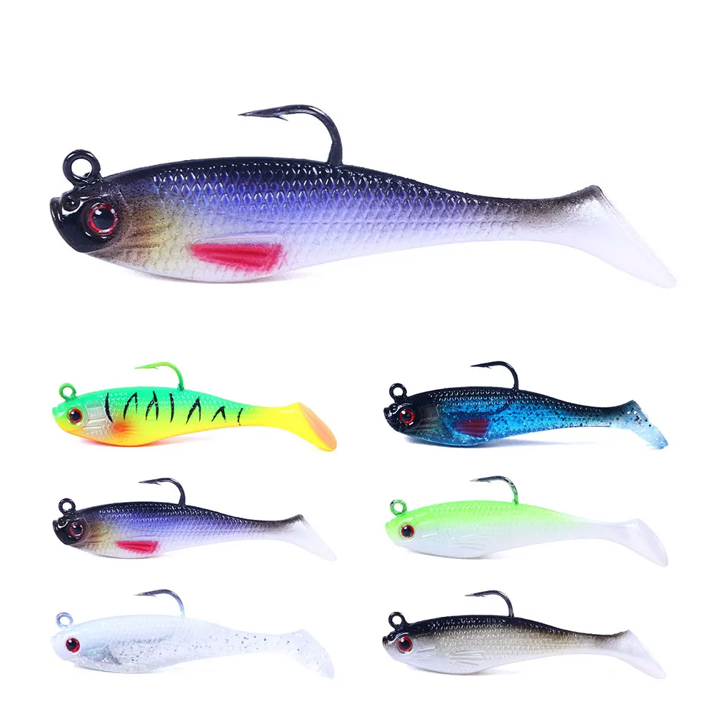 8cm-10g wholesale Soft  Fishing Lures Tail Swimming Baits Jig hook