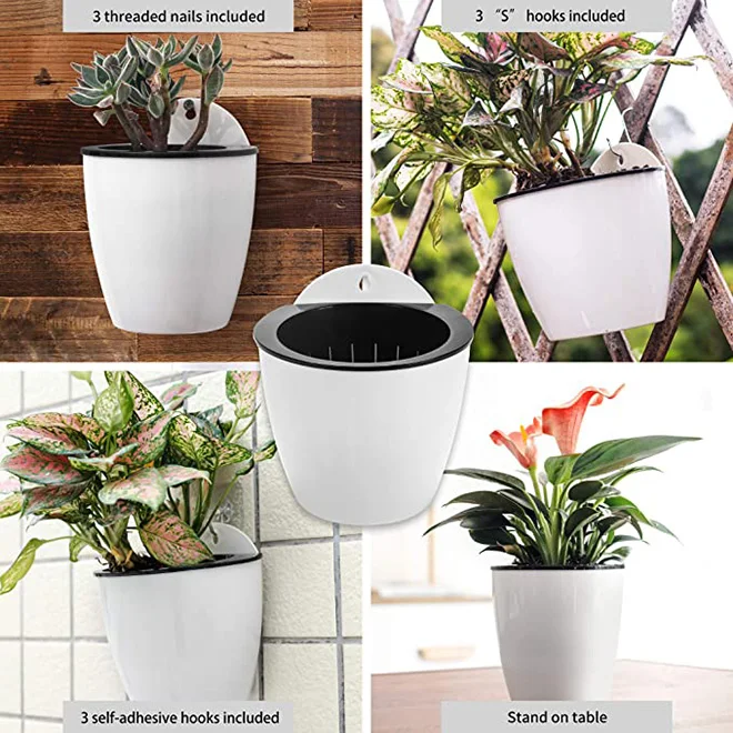 Dropshiping Self Watering Planter Indoor Outdoor Vertical Flower Pot Wall Mounted Window Hanging Pot for Kitchen Herbs