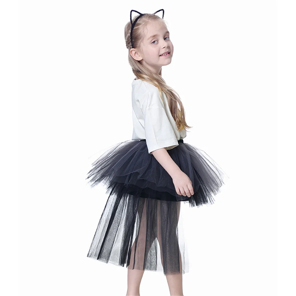 Spring Baby Girls Tutu Cake Skirts Elegant Ruffles Long Girls Elastic Waist Party Lace  Mid-Calf Tulle Skirt 2-8YsY